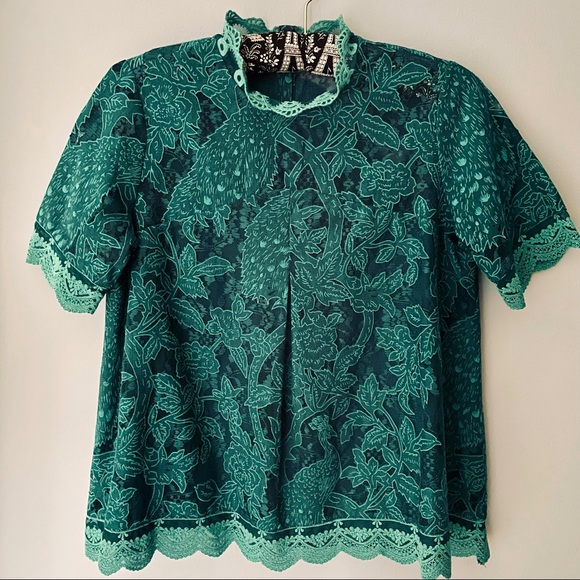 Anthropologie HD in Paris Lace Blouse - Teal - Picture 6 of 10